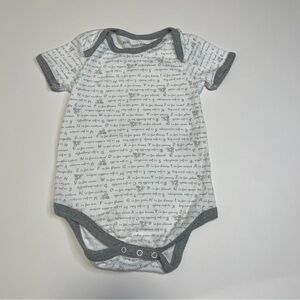 Burt's Bees Baby Organic Cotton ABC Bee Bodysuit Unisex 3-6M Gray White